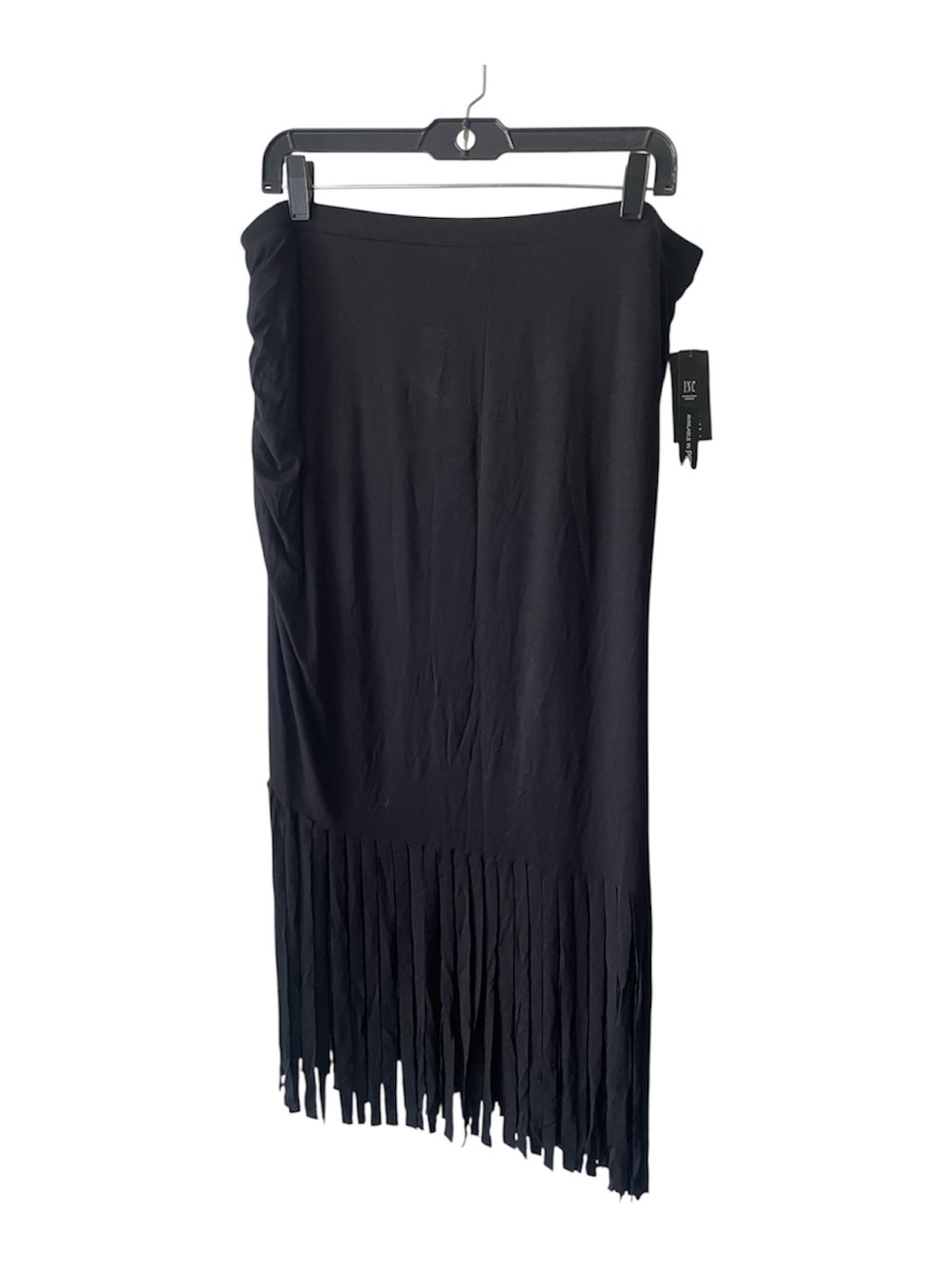 INC International Concepts Black Asymmetrical Fringe Skirt